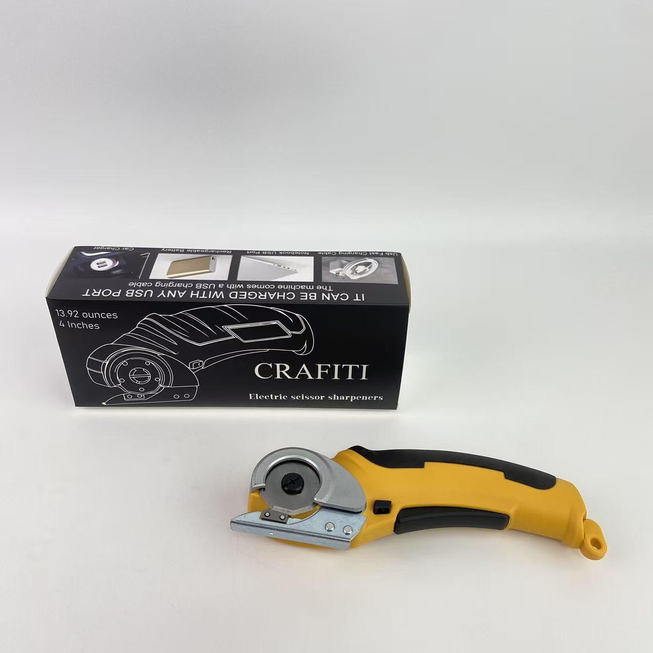 CRAFITI Electric scissor sharpeners,Cordless Electric Scissors, Rotary Cutter for Fabric and Cloth, Fabric Cutter for Carpet Leather Felt with Storage Box