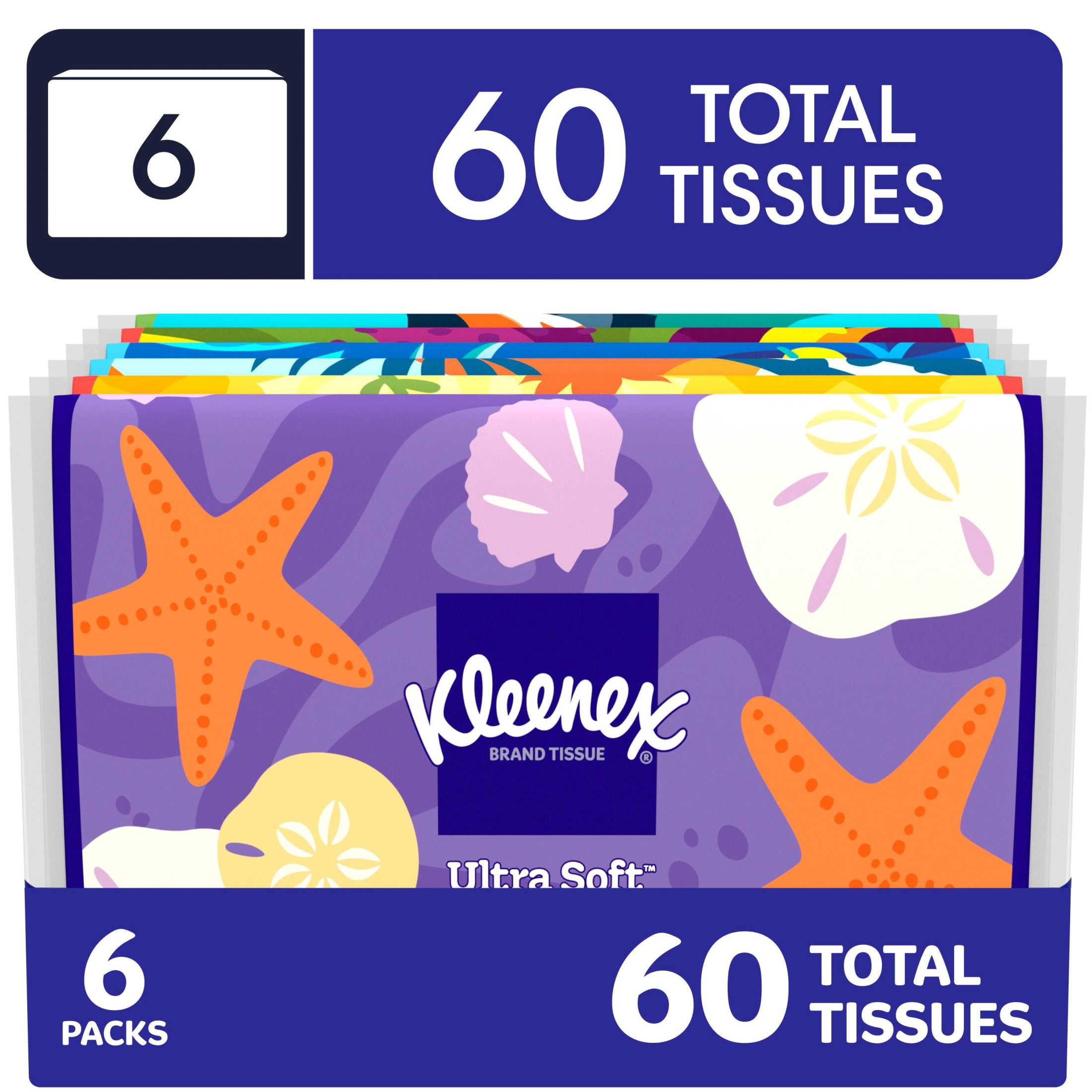 (16 pack) Kleenex Slim Wallet Facial Tissues, 6 Slim Wallet Packs, 10 Tissues per Pack, 3-Ply