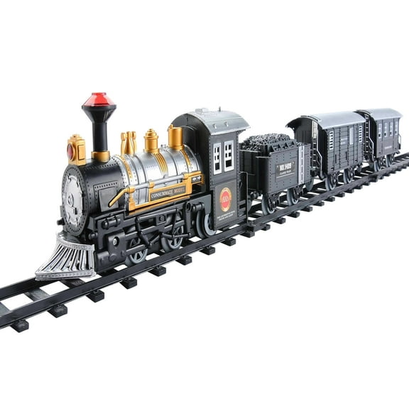 Northlight Lighted and Animated Christmas Train Set Decoration - Black - 14-Piece