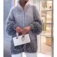 thumbnail image 1 of Chaqueta tipo suéter con cuello en V y lentejuelas estilo Chanel, holgada, de alta gama y elegante, para otoño e invierno, para mujer, con mangas largas, 1 of 6