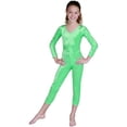 thumbnail image 1 of Girls Velvet Unitard, Lime - Large 10-12, 1 of 1