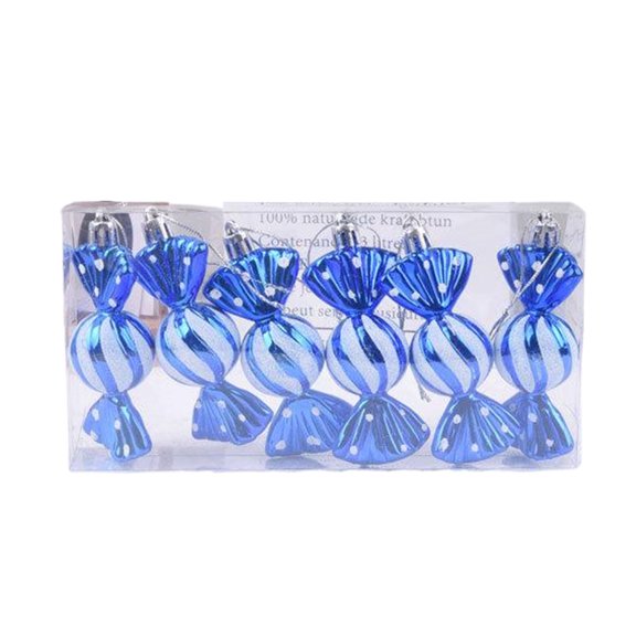 Lote de 6 adornos navideños de bastones de caramelo Advancent azul