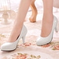 thumbnail image 2 of nsendm Female Shoes Adult Closed Toe Heels for Women Dressy Shoes High Heeled Shoes Leather Shallow Mouth Round Toe Shoes for Women Dressy Heels White 8, 2 of 6