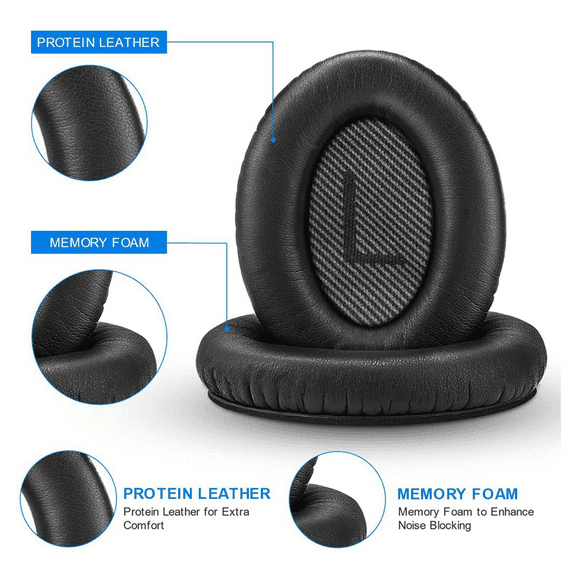 4x Replacement Earpads for Quiet Comfort 35 (QC35) and 35 II (QC35 II) Headphones(Black)