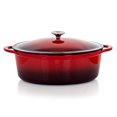 thumbnail image 2 of Megachef MG-CO33AR Casserole Ovale en Fonte Émaillée de 7 qt, Rouge, 2 of 15