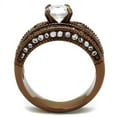 thumbnail image 3 of IP Coffee light Stainless Steel Ring with AAA Grade CZ in Clear for Women Clear Stone Color Style TK1318LC Size 7, 3 of 5