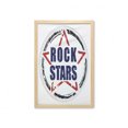 thumbnail image 1 of Grunge Wall Art with Frame, Rock Stars Typographic Style Murky Tones Music Vintage Composition, Printed Fabric Poster for Bathroom Living Room, 23" x 35", Charcoal Grey and Indigo, by Ambesonne, 1 of 2