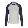 thumbnail image 5 of Womens Long Sleeve Y2k Tops Round Neck Slim Fit Raglan Tshirts Colorblock Casual Base Tee Fall Spring Crop T-shirts (XL, Blue), 5 of 5