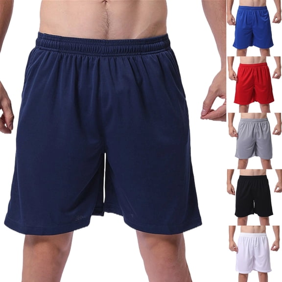 Fabrcox Mesh Basketball Shorts Men Quick Dry Mens Casual Shorts Lightweight Elastic Waist Summer Outdoor Athletic Gym Shorts Men with Pockets Blue L