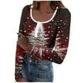 thumbnail image 4 of Christmas Tops for Women Slim Fit Scoop Neck Buttons Henley Tee Shirt Xmas Printed Graphic Holiday Sweaters (XL, Red B), 4 of 6