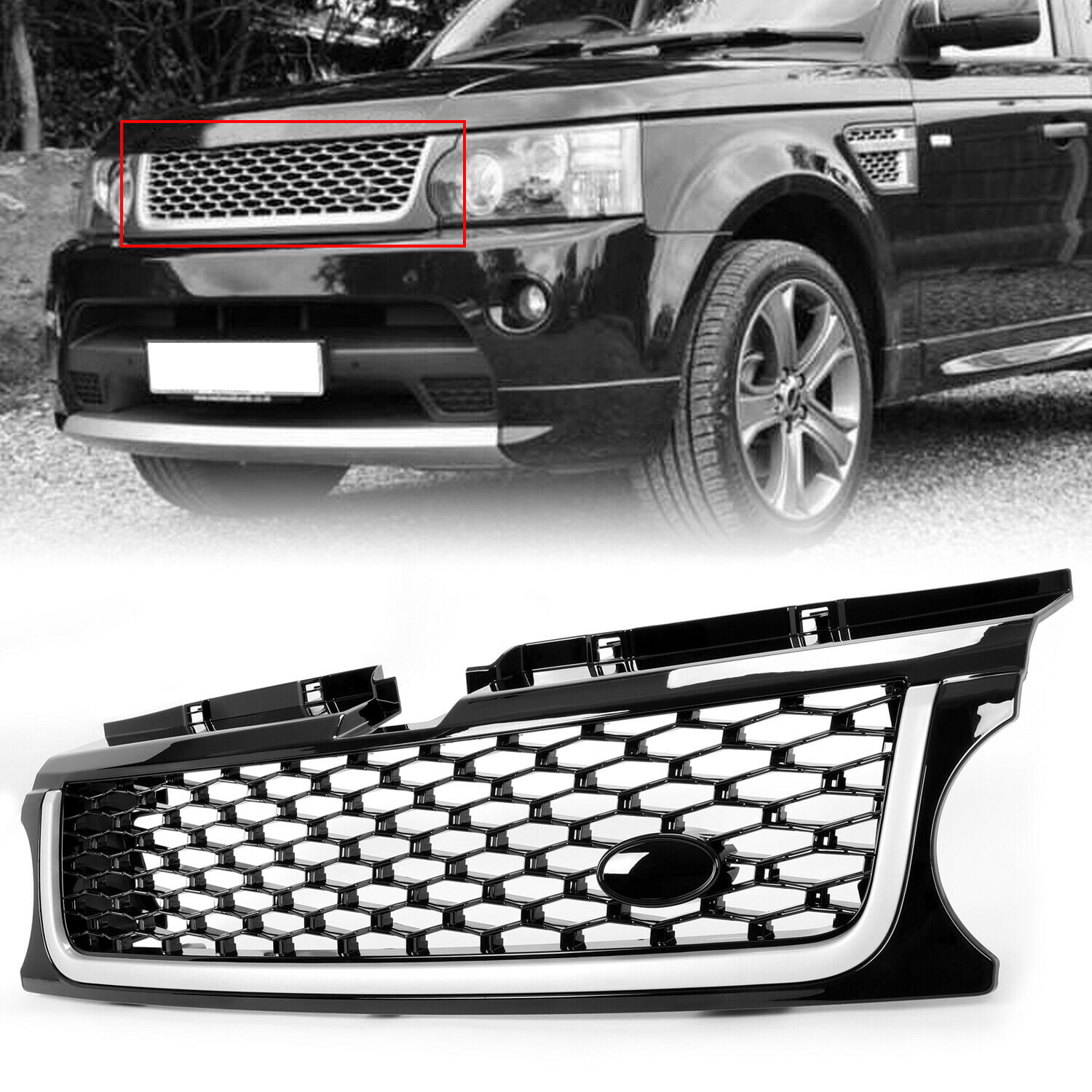 For 2010-2013 Range Rover Sport Grille Air Side Vents Autobiography Black Chrome