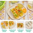thumbnail image 4 of 50-Pack Disposable Taco Plates with Room for Sides - Biodegradable Cornstarch - Fits 4-6 Inch Soft or Hard Tortilla Shells - Small Taco Holder Plate - Ideal for Mexican Party - Microwave Safe, 4 of 8