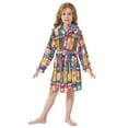 thumbnail image 6 of FORMRS Niños Bathrobe Unisex Hooded Robe Soft Plush Pajamas Sleepwear, Size 10-12T, Blue Jam, 6 of 7