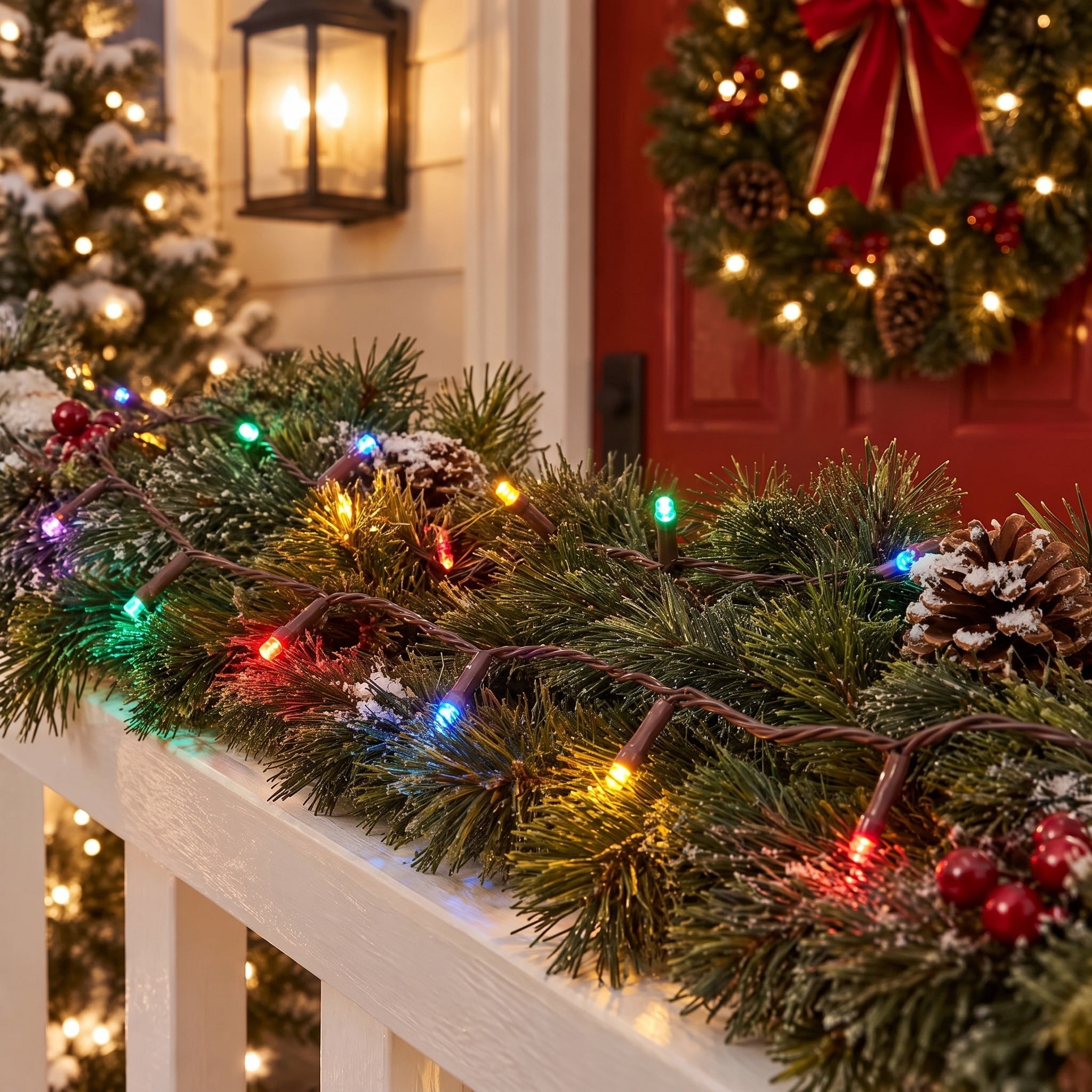 Indoor/Outdoor 50-Count Battery-Operated LED 8-Function Micro Christmas String Lights, Multicolor, Brown Wire, 12.5', by Holiday Time