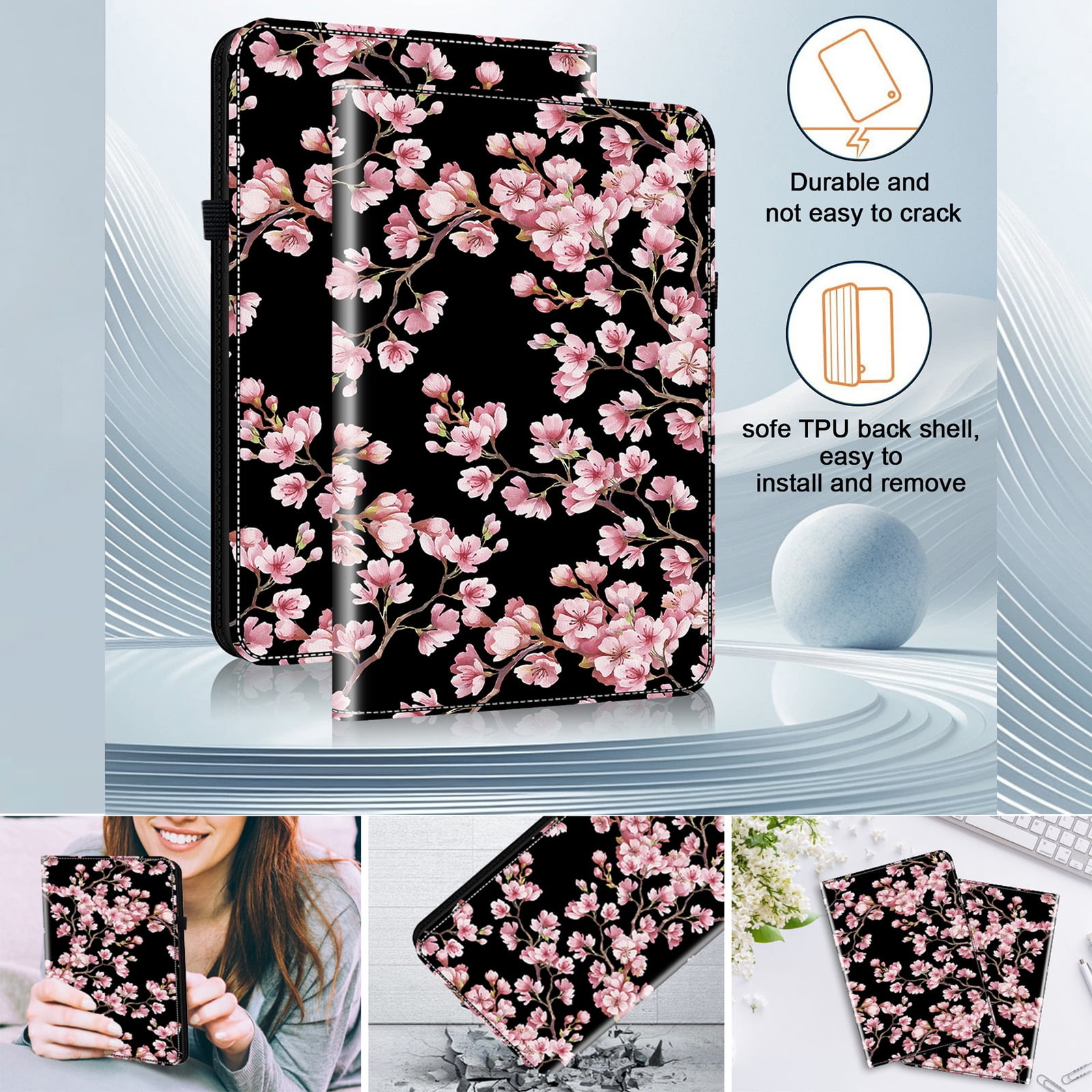 Allytechgroup Case for iPad (A16) 11th Generation 11 inch 2025 with Stand/Pencil Holder/Card Pockets/Magnetic Smart PU Leather Folio Stand Wallet shockproof Cover [Auto Wake/Sleep], Pink Plum Blossom