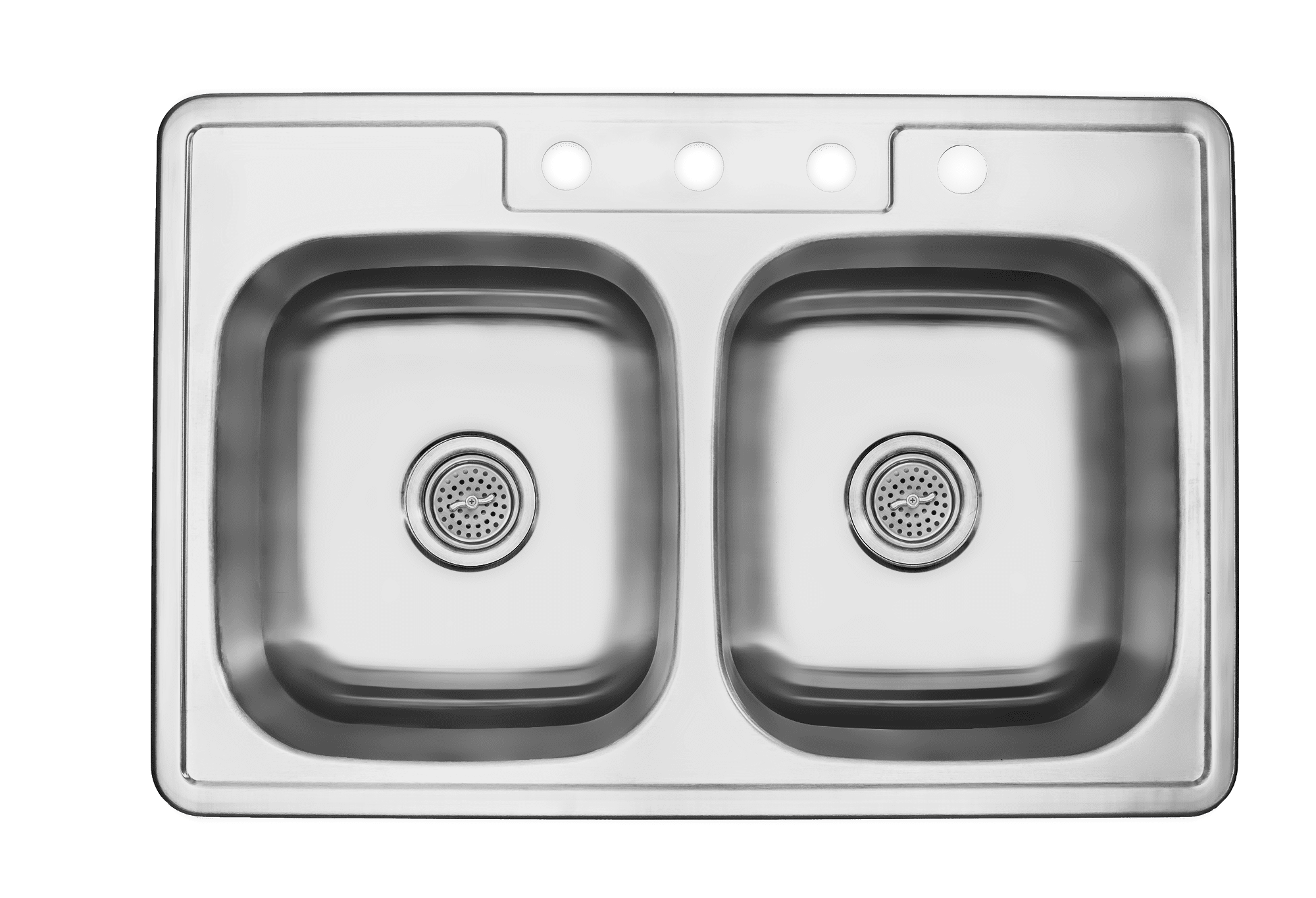 Magnolia Sinks Kitchen Sink Stainless Steel Drop In Top Mount 33" x 22", 4 hole (33 inch Drop-in Topmount 50/50 Double Bowl with Strainers) Self Rimming
