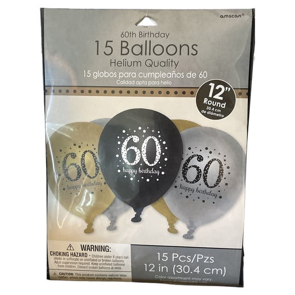 Over the Hill 'Sparkling Celebration' 60th Birthday Latex Balloons (15ct)