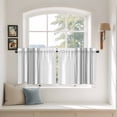 thumbnail image 3 of Grey Striped Tier Curtains, Modern White Striped Abstract Art Aesthetics Light Filtering Kitchen Curtains, 2Pcs Rod Pocket Half Window Treatments Panels for Sink Cafe Cabinet Camper 27.5x24 Inches, 3 of 9