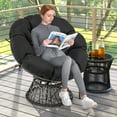 thumbnail image 2 of Gymax Chaise Papasan en Osier PE Pivotante à 360° pour Salon avec Coussin Épais et Amovible, 2 of 10