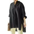 thumbnail image 7 of Seductiva Women's Dress Shirts Long Sleeve Women Women's Oversized Linen Shirts Blouses Tops Long Sleeve High Up Shirts Wrinkle-Free Solid Work Blouse Loose Fit Tees Blouses, 7 of 7