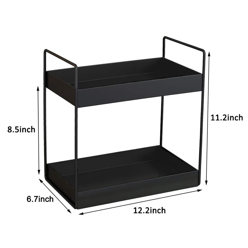 Silver KINGBERWI 2-Tier Standing Storage Shelf Kitchen Bathroom Countertop Stackable Organizer Spice Rack Holder