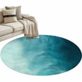 thumbnail image 2 of Round Area Rug 3.3 Ft, Blue Teal Ombre Washable Non-Slip Circle Carpet for Living Room/Bedroom, Coastal Beach Modern Abstract Art Low-Profile Small Kitchen Mats Collection Rugs for Indoor, 2 of 7