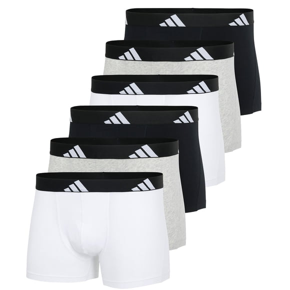 adidas Boxeurs pour Hommes, Lot de 6 - Caleçons, Coton Active Flex, logo, Couleur Unie Noir/blanc/gris G (Grand)