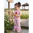 thumbnail image 3 of RUINIXCW Toddler Baby Girl Back to School Overalls Kids Kindergarten Outfits Baby Girls First Day of School Outfit Cute Apple Pencil Embroidery Plaid Flared Jumpsuit Bow Suspender Pants, 3 of 9