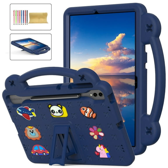 Cowithday Kids Cover Case for Galaxy Tab S9 Plus (SM-X810/X816B/X818U)/Tab S8 Plus 5G (SM-X800)/S7 FE 5G (SM-T738)/S7 Plus (SM-T970), EVA Dropproof Handle Kids Friendly Rugged Child Case,Deep Blue
