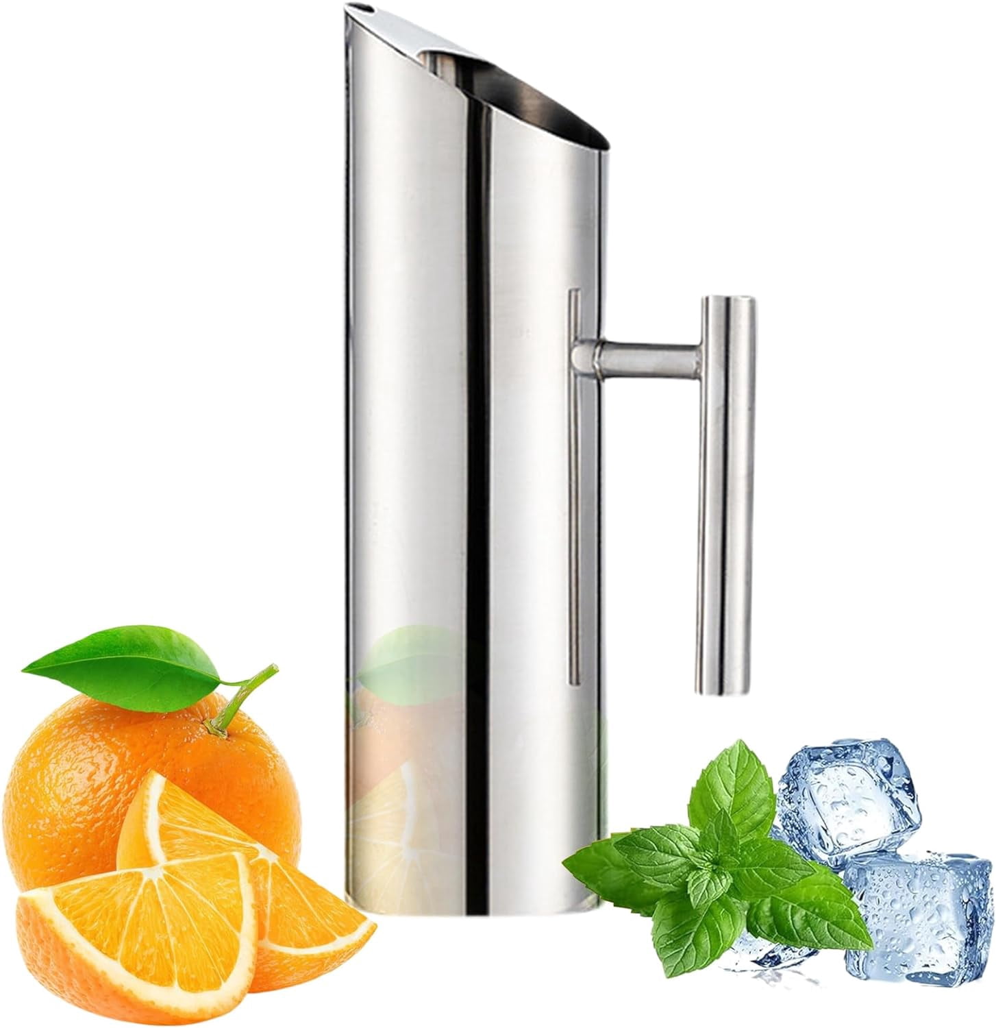 Stainless Steel Water Pitcher Jug:Cold Brew Pitcher with Lid and Spout,Iced Tea Pitcher for Drinking,Drink Pitcher for Beer Coffee Fruit Tea (1L/35oz)