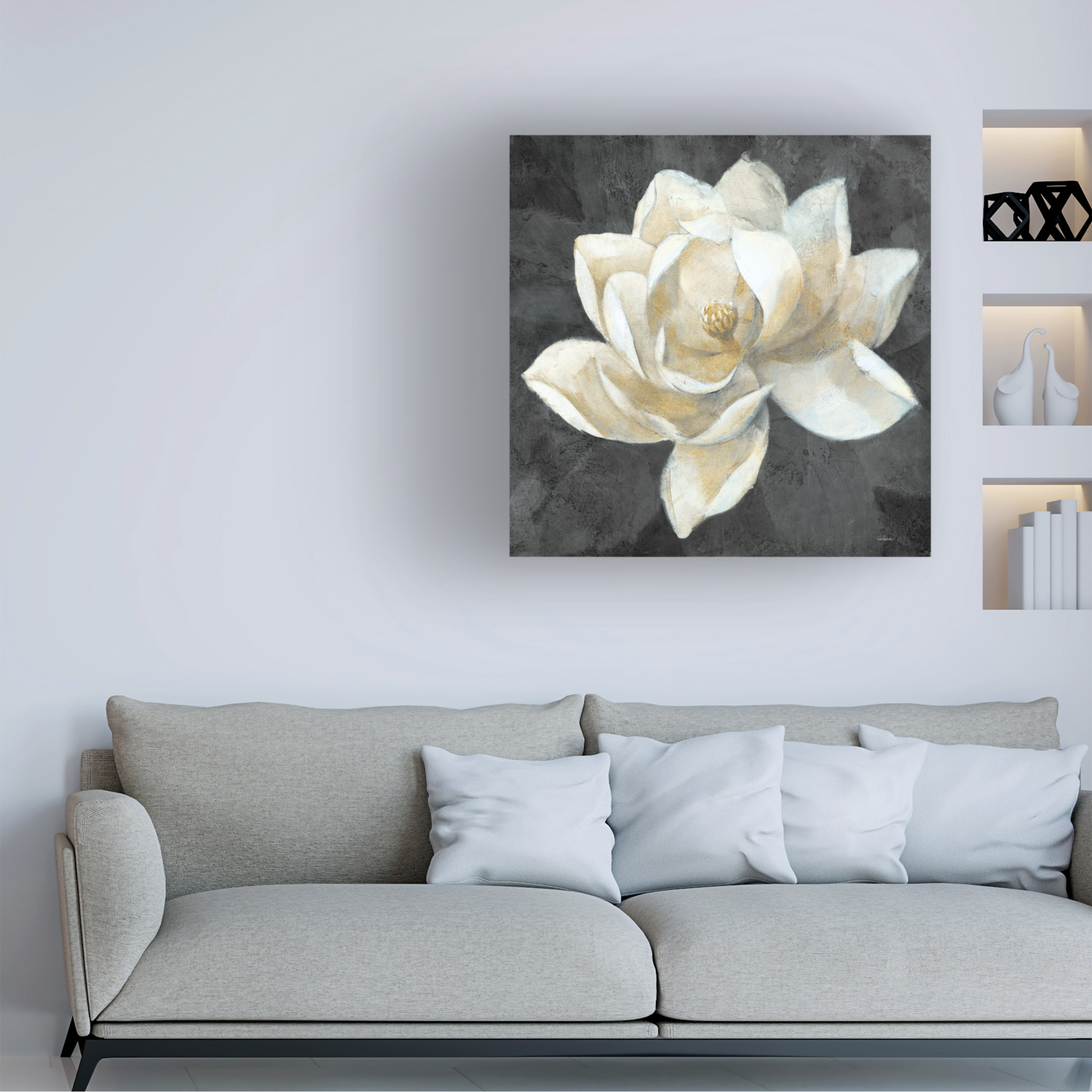 Trademark Fine Art 'Majestic Magnolia Neutral Sq' Canvas Art by Albena Hristova