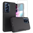 thumbnail image 1 of wonima11 Case for Moto Edge+ 2022/for Moto Edge 30 Pro/for Moto Edge X30 XT22011 with Tempered Glass Screen Protector, Dual Layer Shockproof Rugged Protection Cover for Motorola Edge Plus 2022 Black, 1 of 1
