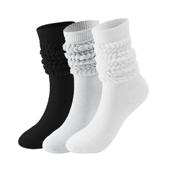 3 Pairs Slouch Boot Socks Thermal Warm Winter Thick Scrunch Cozy Crew Socks for Women