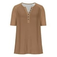 thumbnail image 5 of HongQid Women's V Neck Button Short Sleeve T Shirts Casual Basic Summer Henley Tees Shirts Loose Fit Tunic Tops, 5 of 8