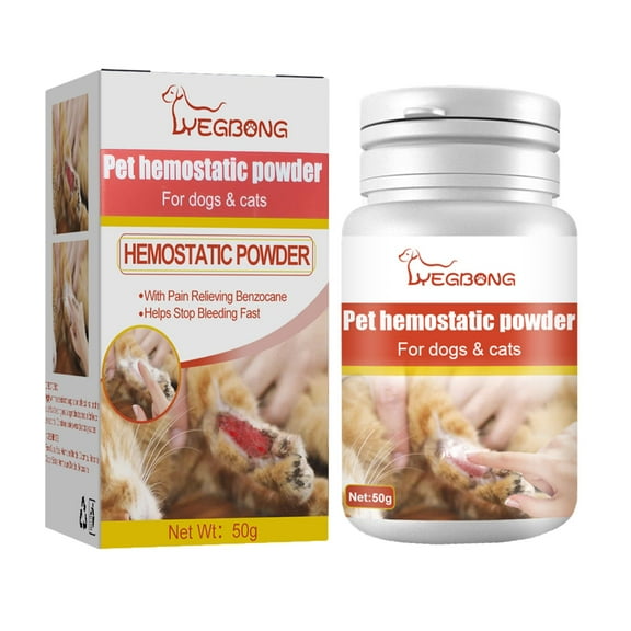 Pet Hemostatic Powder Wound Cleaning Hemostatic Powder For Dogs & Cats, 1Pc 50G Fast Hemostasis With Pain-Relieving Benzocaine, Pet First Aid Wound Care Powder