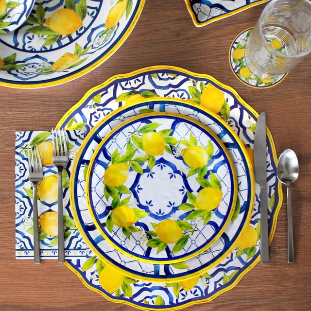 Le Cadeaux 18 Piece Luxury Melamine Dinnerware Set, Service for 6 (Palermo)