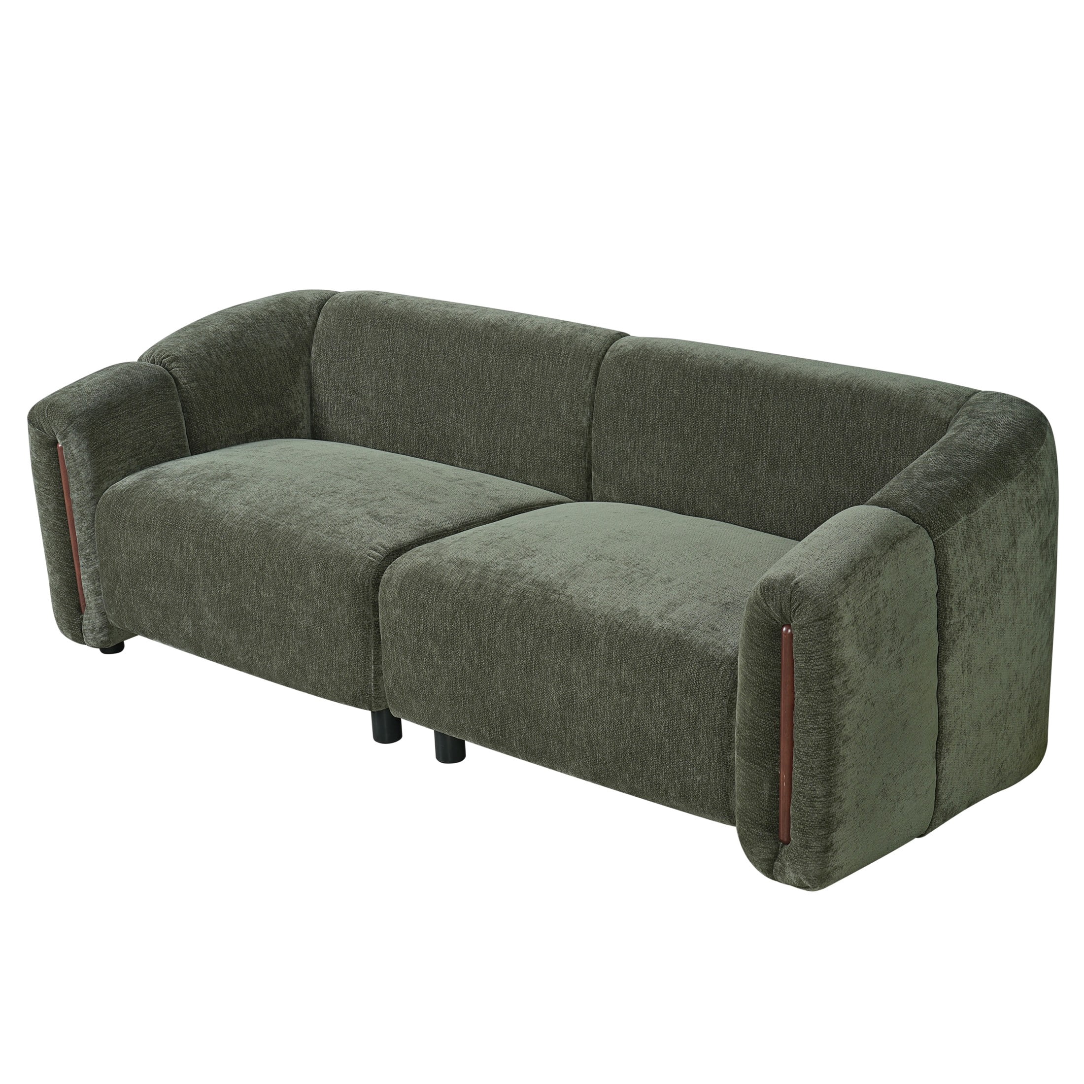 Christopher Knight Home 87.4" Modern Curved Upholstered 3-Seater Sofa with Wide Armrest, Green