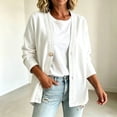 thumbnail image 4 of AherBiu Jean Cardigan for Women Button down V Neck Collarless Long Sleeve Oversized Denim Jacket with Pockets(X-Large,White), 4 of 8
