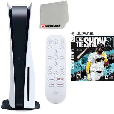 Sony Playstation 5 Disc Version (Sony PS5 Disc) with Media Remote, MLB The Show 21 and Microfiber Cleaning Cloth Bundle