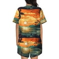 thumbnail image 6 of Fotbe Tropical Sunset Paradise Print Pajama Set for Women 2 Piece Loungewear Short Sleeve Tops and Shorts Set Soft Sleepwear-Small, 6 of 7