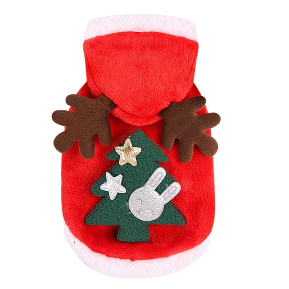 NOKIO Festive Reindeer Pet Hoodie Pet Christmas Trees Printed Antlers Pullover Sweater Cute Autumn Winter Coat Cartoon Printing Dogs Shirts Soft Pet Christmas Puppy Apparel Outfit 6 Sizes