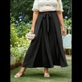 thumbnail image 4 of Pantalones Casuales de Pierna con Abertura para Mujer,Pantalones de Playa Holgados Estilo Palazzo de Cintura Alta,Pantalones de Verano Estilo Bohemio con Bolsillos. Negro XL, 4 of 8