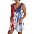 thumbnail image 3 of QATAINLAV Plus Size 4th of July Jumpsuit, USA Flag Graphic Jumpers Womens Casual Sleeveless Strap Playsuits Comfy Linen Going Out Streetwear Romper with Pockets Blue XXL Camisas Para Hombres, 3 of 6