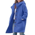 thumbnail image 4 of Tiqkatyck Trench Coat Womens Long Sleeve Casual Fleece Fuzzy Jacket Loose Fitting Warm Winter Outwear Fashion Lapel Jacket Coats Plus Size Tops Clearance Long Sleeve Tops Blue L, 4 of 6