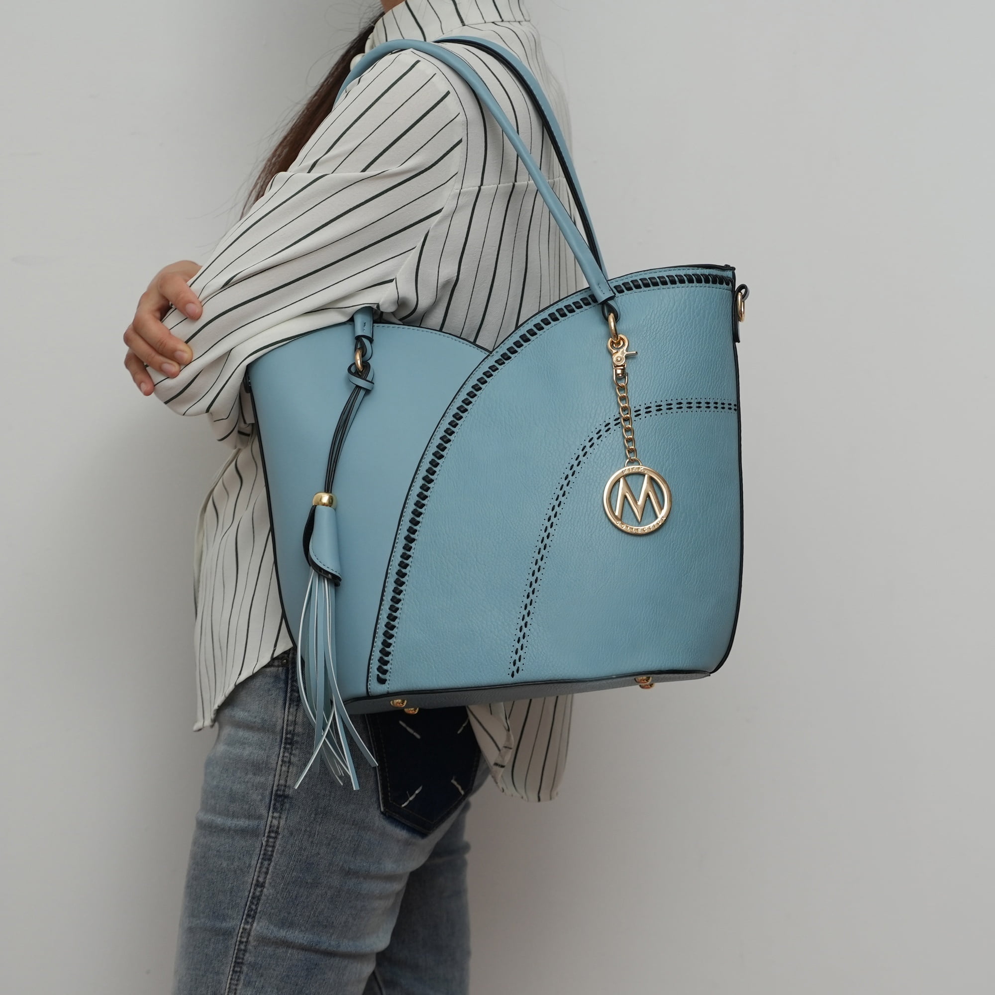 MKF Collection Imogene Women's Tote Bag with Wristlet Wallet, Vegan Leather Shoulder Bag Handbag Set by Mia K -Wine