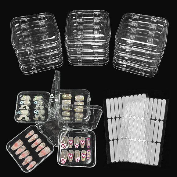 Caja de almacenamiento de uñas Sawvolker transparente, 12 unidades