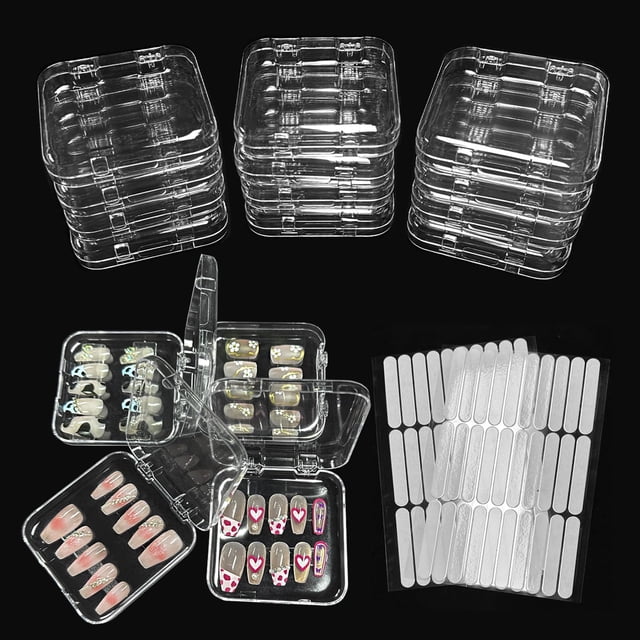 Caja de almacenamiento de uñas Sawvolker transparente, 12 unidades