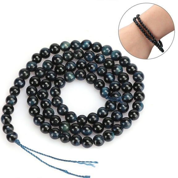 Mgaxyff Natural Stone Blue Black Tiger Eye Round 92pcs Beads Jewelry Bracelet Making Accessory