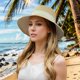 thumbnail image 3 of Beach Sun Straw Hats for Women, Summer Sun Protection Foldable Packable Wide Brim Hat, 3 of 5