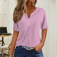 thumbnail image 2 of yunLCZ Basic Women's Tees Everyday Low Price Women's Fashion Casual Solid Color Button Short Sleeve Top T Shirt workout form-fitting T-shirts women, 2 of 7